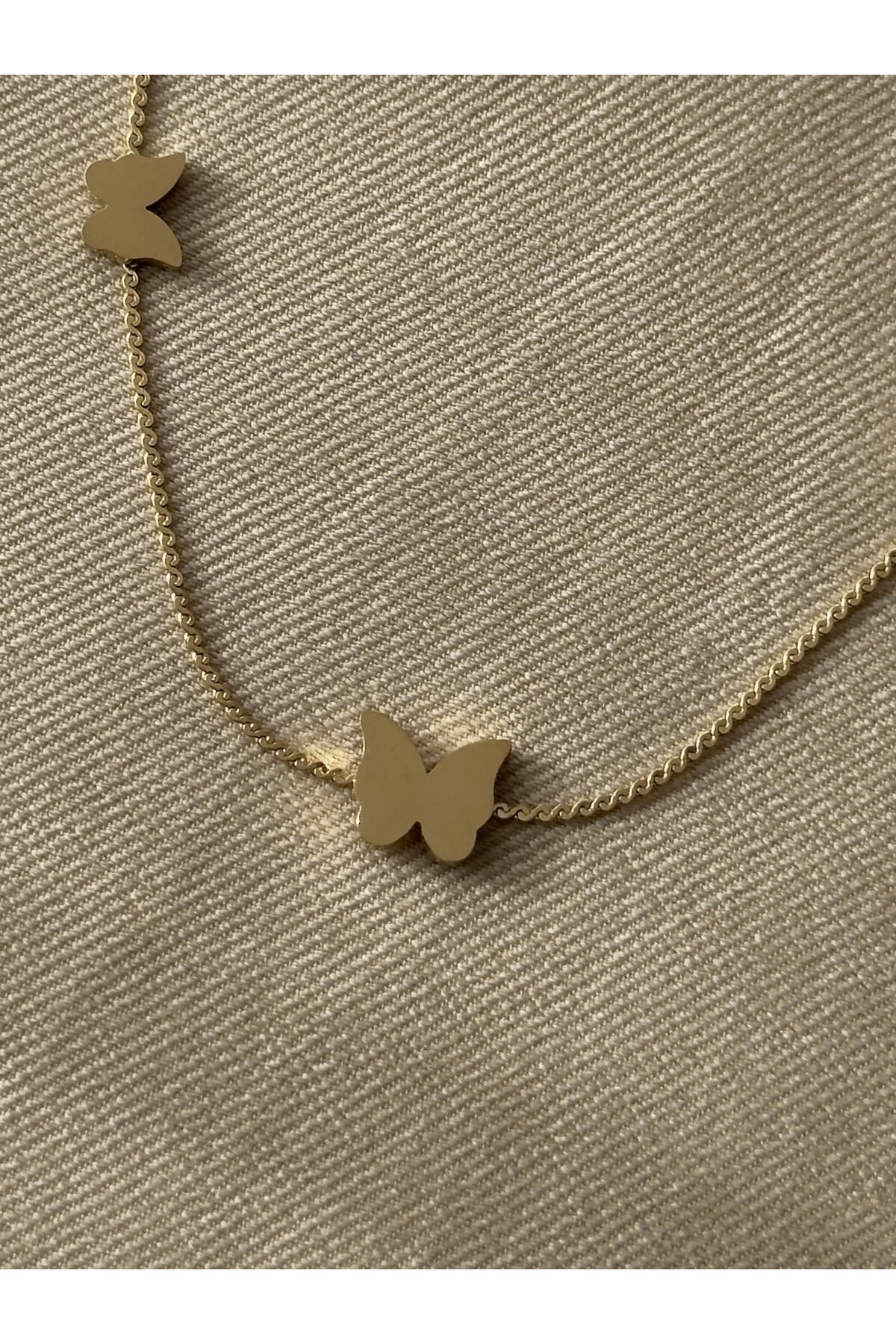 Kelebek Figürlü Minimal Çoklu Kadın Kolye-Gold
